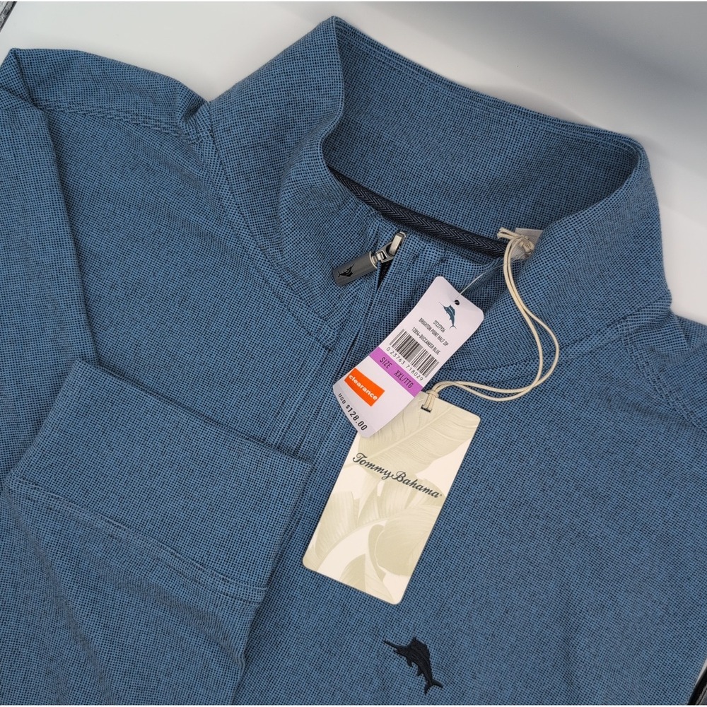 Tommy Bahama Brighton Point Half-Zip Sweater Mens XXL Buccaneer Blue New